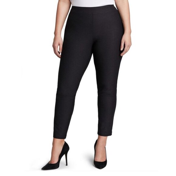 Eileen Fisher System Slim Ankle Pants Flat Front Stretch Pull-On Black Large